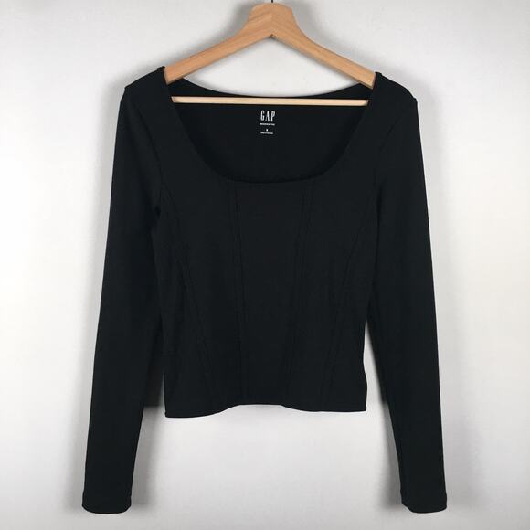 Gap Modern Long Sleeve Corset Top Womens Black Small T Shirt Tee Blouse Goth EUC - Picture 2 of 16